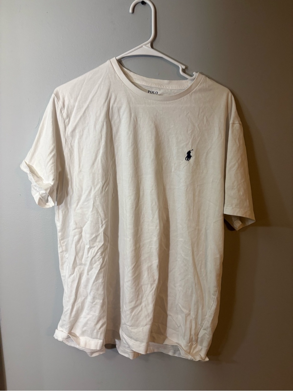 Ralph Lauren White Crew Neck T-Shirt with Navy Polo Logo